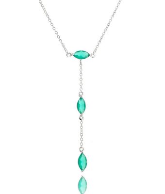 Colar Gravatinha Esmeralda Com Ródio Semi Joias Modernas