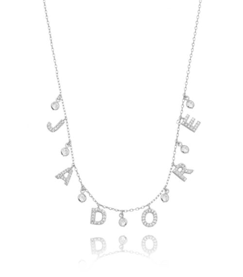 Colar Jadore Cravejado Zirconias Rodio Semi Joia Fina