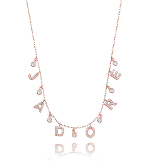Colar Jadore Cravejado Zirconias Rose Semi Joia Fina