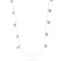 Colar Longo Ródio 10 Zirconias Redondas Para Composição De Colares