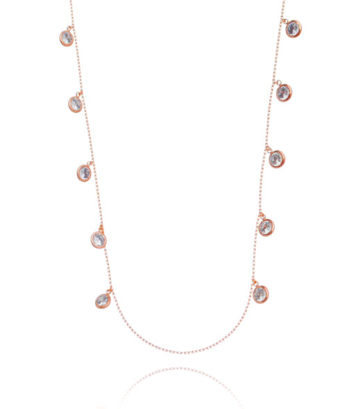 Colar Longo 10 Zirconias Redondas Para Composição De Colares Rosé