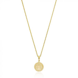 Colar Com Medalha De São Bento Em Prata 925 Banho Ouro 18K