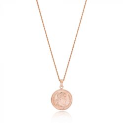Medalhão De Moeda Grega Vintage Prata 925 Banho Ouro Rosé