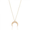 Colar Meia Lua Ou Chifre Italiano Cravejado Prata 925 Banho Ouro 18K