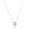 Colar De Gotinha Pequena Agua Marinha Cravejada Zirconias Estilo Princess Prata 925
