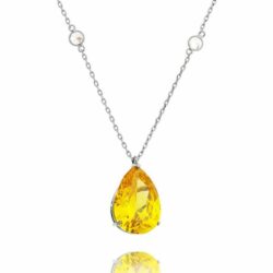 Colar Longo Gota Grande Yellow Canary Corrente Tiffany