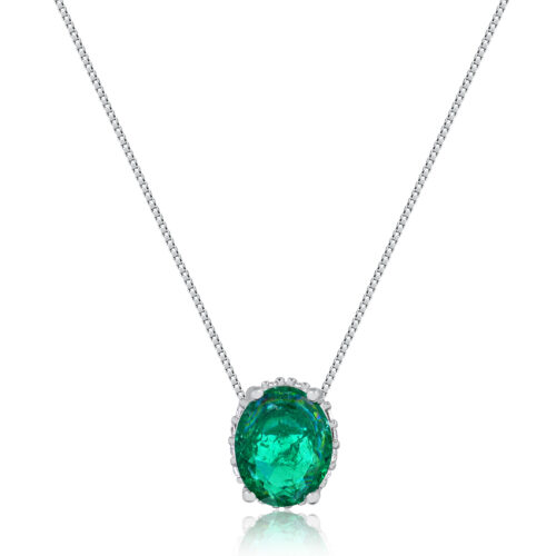 Colar Oval Esmeralda Fusion Cravejada Galeria De Zirconias Semi Joias