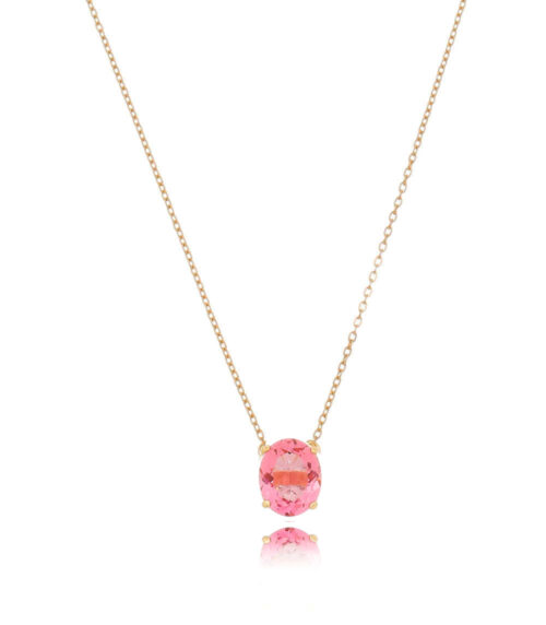 colar dourado com pedra safira rosa joias clássicas de prata 925 Waufen