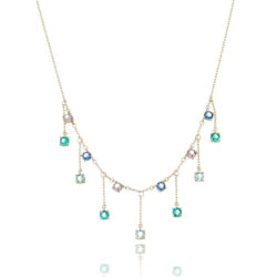 Gargantilha Rainbow Zig Zag Banho De Ouro 18K Semi Joia