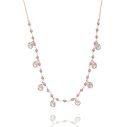 Choker Gargantilha Bolinhas Peroladas Rosas E Zirconias Rosé