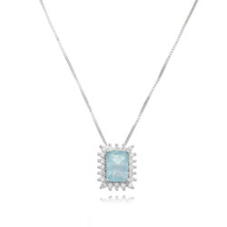 Colar Retangular Princess Turmalina Fusion E Zirconias Prata 925 Joia