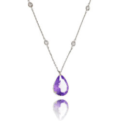 Colar Gota Tanzanita Com Corrente Tiffany Rodio Semi Joia