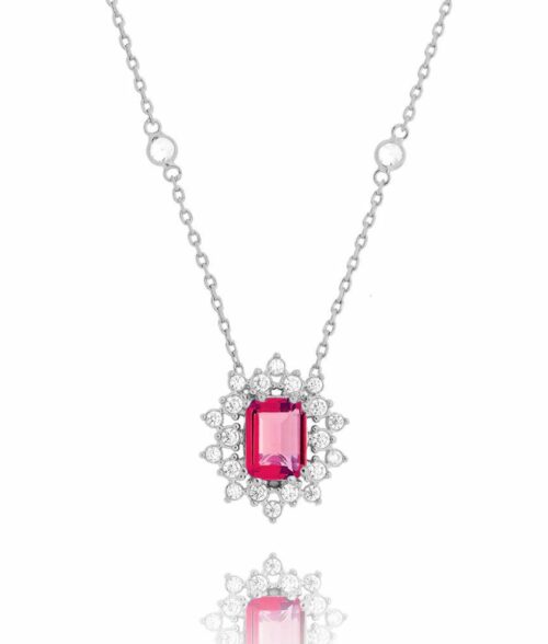 Colar Tiffany Inspired Com Pedra Rubi Semi Joias