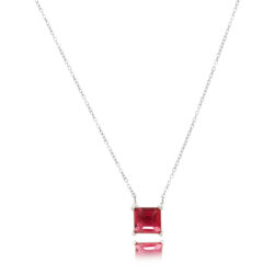 Colar Luxo Quadrado Rubelita Corrente Cartier Rodio Joias Em Prata 925