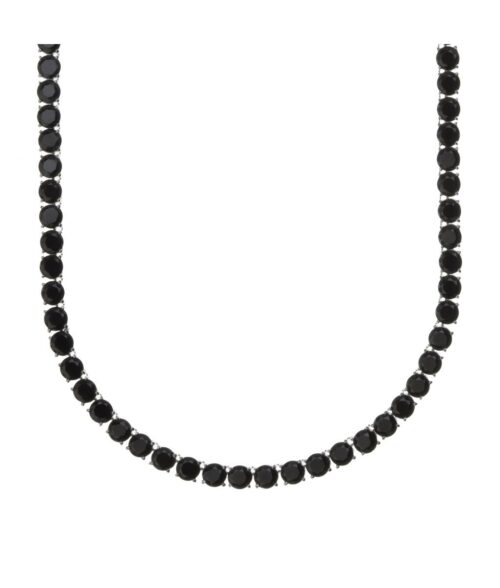 Colar Riviera Curto Zirconias Negras Semi Joia De Luxo