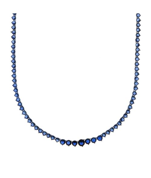 Colar Pedras Azuis Safira Estilo Riviera Semi Joia De Luxo