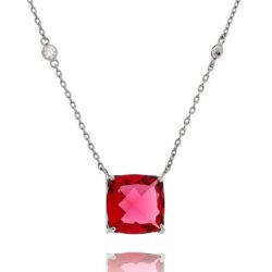 Colar Moderno Quadradinho Rubi Tiffany Rodio Semi Joias De Luxo