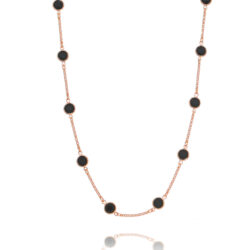 Colar Longo Rosé Tiffany Inspired Cristais Negros