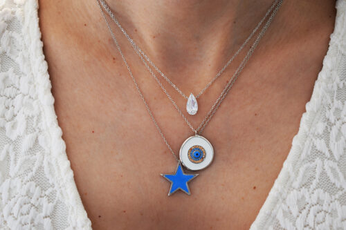 colares da moda em prata 925 com estrelas e olho grego waufen