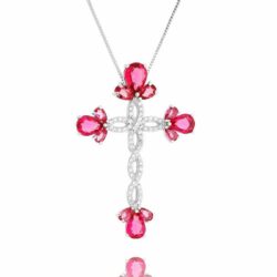 Crucifixo Rubi E Cristal Semi Joias Religiosas Da Moda