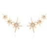 Brinco Mini Ear Cuff De Tres Estrelas Cravejadas Banho Ouro Semi Joia