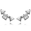 Ear cuff 3 corações zirconias brancas rodio negro semi joia da moda