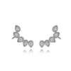 Ear Cuff Luxuoso De Gotinhas Cravejadas Zirconias Brancas Semijoia Rodio Negro