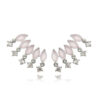 Ear Cuff Prata Moderno Com Movimento E Zirconias Quartzo Rosa