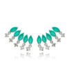Ear Cuff Prata Moderno Com Movimento E Zirconias Verdes Joias