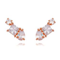 Ear Cuff Geometrico De Zirconias Brancas Rosé Semi Joia