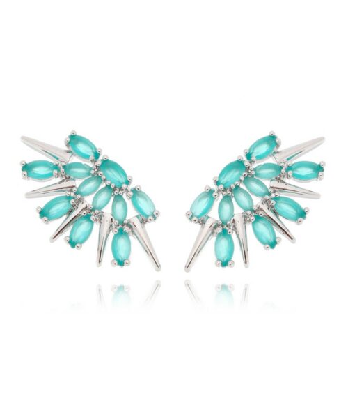 Ear Cuff Design Moderno Prata Com Zirconias Turmalina Rodio Joias