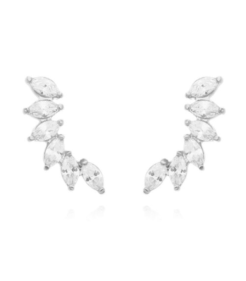 Earcuff cristal prata 925 joias modernas Waufen