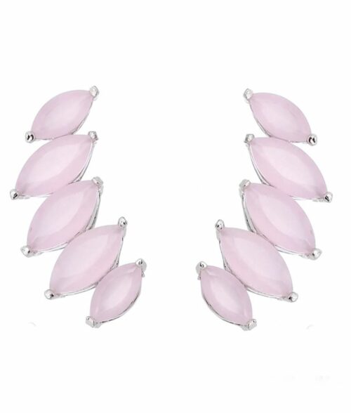 Ear Cuff Quartzo Rosa Com Banho De Rodio Semi Joia Online