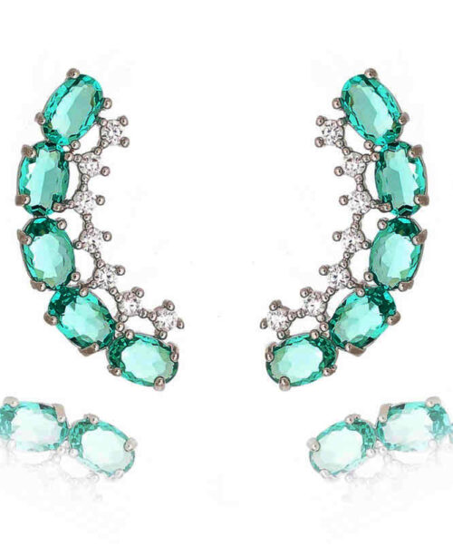 Ear Cuff Moderno Turmalina Com Rodio Negro Semi Joia Fina