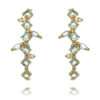 Ear Hook De Prata 925 Luxuoso Agua Marinha Banhado Em Ouro