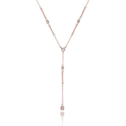 Gravatinha De Palitos E Zirconias Brancas Semi Joia Rosé