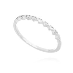 Meia aliança fininha skinny ring de corações zirconias prata 925