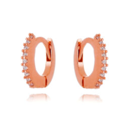 Micro Argola Cravejada De Zirconias Brancas Rosé Semijoia