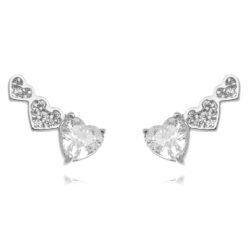 Brinco Mini Ear Cuff De Coraçõezinhos Zirconias Rodio