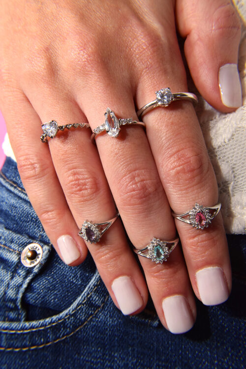 Anéis da moda em prata 925 com pedras zirconias e banho de ródio joias de qualidade waufen