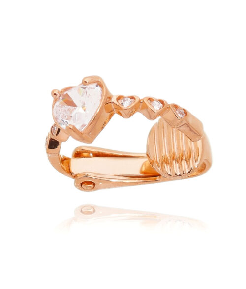 Piercing Fake Com Trava De Coraçãozinho Zirconia Prata 925 Rose (unitário)