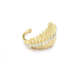 Piercing Falso De Folha Cravejada Zirconias Prata 925 Banho Ouro (unitário)