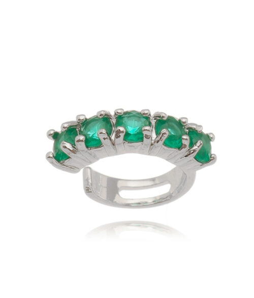 Piercing Fake De Pressão Esmeralda Prata 925 (unitário)
