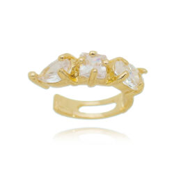 Piercing Geometrico De Zirconias Brancas Prata 925 Banho Ouro