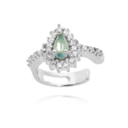 Piercing Fake Pequeno Delicado De Gotinha Cravejada Agua Marinha E Zirconias Prata 925 (unitário)