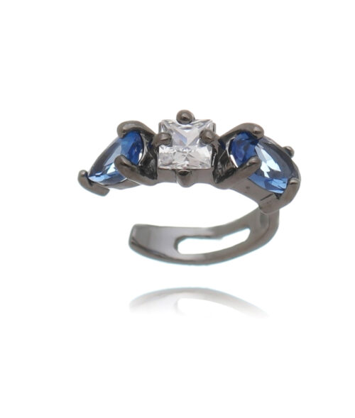 Piercing De Pressão Geometrico Azul E Branco Rodio Negro Sem Joia (unitário)