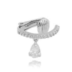 Piercing De Trava Click Pressão Com Gotinha Zirconias Brancas Rodio