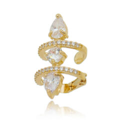 Piercing Moderno Luxuoso Zirconias Com Trava De Clip Banho Ouro