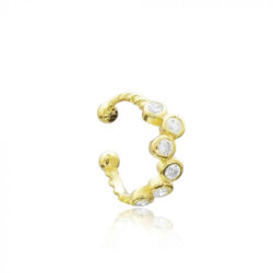 Piercing De Pressão Bolinhas Zirconias Brancas Prata 925 Banho Ouro