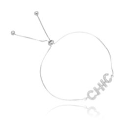 Pulseira CHIC ajustável cravejada de zirconias ródio semi joia